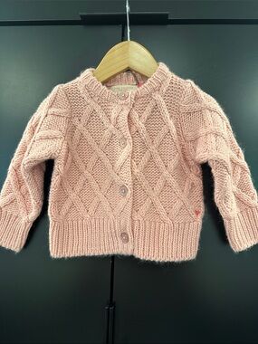 Pink Chicken Soft Pink Diamond Cable Knit Cardigan